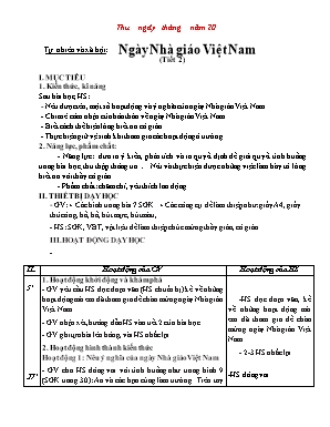 Giáo án Tự nhiên và xã hội Lớp 2 (Chân trời sáng tạo) - Tuần 7 - Bài Ngày Nhà giáo Việt Nam